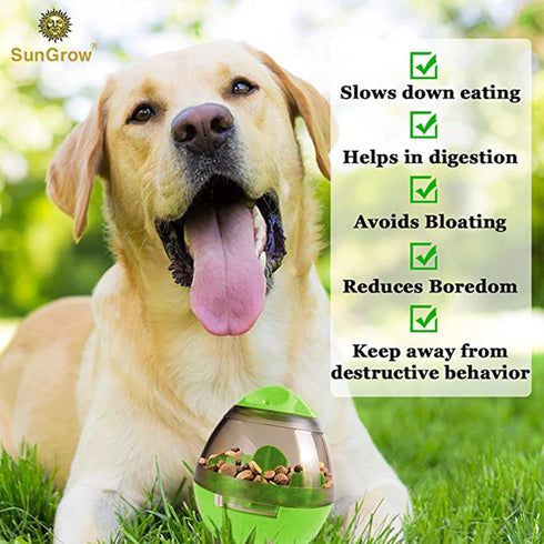 4.6 SunGrow Puppy, Small Dog Breeds, and Cat Treat Ball, Slow Pet Feeder, Boredom Buster, Adjustable Food Dispenser