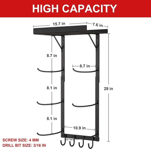 Yoga Mat Holder Wall Mount - Accessory Storage Rack for Home Gym, Floating Shelf for Workout Equipment
