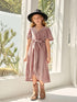 Girls Classic Felt Fedora Hat, Wide Brim Belt-Buckle Panama Hat for Kids 7-15 Years