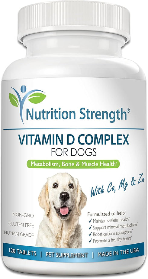Vitamin D for Dogs, 120 Chewable Tablets - Supports Strong Teeth, Bones, Muscles, and Healthy Immune Function