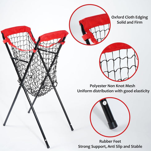 HOMEE Portable Baseball Caddy, Foldable for Over 100 Balls, Extra Large for Batting Pitching Practice