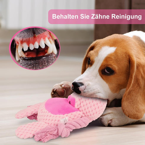 Dog Squeaker Toys with Crinkle Paper, Stuffed Animal Plush Chewing Toy for Puppy, Small, Medium Dogs (Pink Pig)