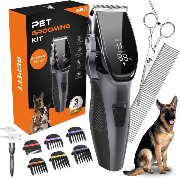OCPEET Dog Grooming Kit Low NoiseCordless 4 in 1 Dog Clippers for Grooming