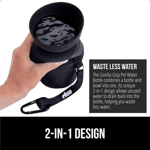 GORILLA GRIP Dog Water Bottle, Portable Leak Proof Water Bowl Dispenser for Dogs, 12 oz Pet Travel Squeeze Bottles,