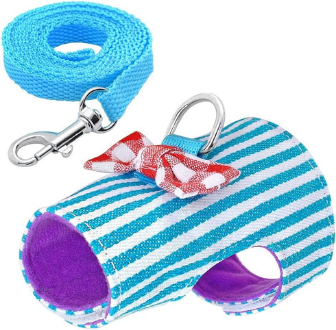 Stock Show Small Pet Outdoor Walking Harness Vest and Leash Set with Cute Bowknot Decor for Rat Ferret Squirrel