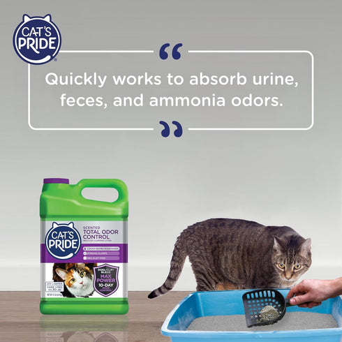 Cat's Pride Max Power Total Odor Control Multi-Cat Litter, 15 Pounds - 10 Days Odor Control, Strong Clumping