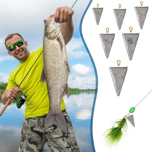 36 (1oz,2oz,3oz,4oz,5oz,6oz) Pcs Pyramid Fishing Weights Sinkers Saltwater Pyramid Sinkers Rig Fishing Weights Gear