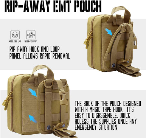 1000D Molle Ifak Pouch Rip Away, Tactical Tear Away Medical Pouch Empty, Military First Aid Pouch Bag Only for Camping