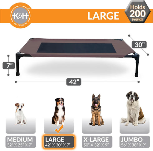 K&H Pet Products Dog Cots, Large, Elevated Outdoor Dog Cot Bed, Washable, Portable, Heavy Duty Metal Frame,