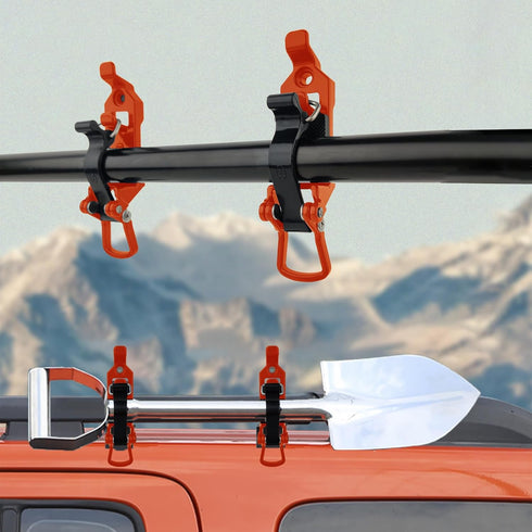 Bazen 4 PCS Shovel Rack- Perfect Overlanding Gear and Off-Road Accessory for Trucks- Securely Mounts on Roof Rack- Tool