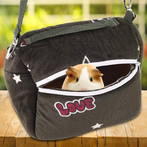 Small Pet Carrier Bag, Blackish Green Flannelette Portable Breathable Pet Hamster Carrier Outgoing Bag for Small Pets Animal(L)