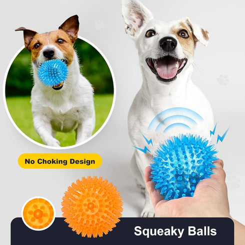 VITEVER 8 Colors 2.5” Squeaky Dog Toy Balls, Puppy Chew Toys for Teething, Durable Balls for Teeth Cleaning - Safe, BPA