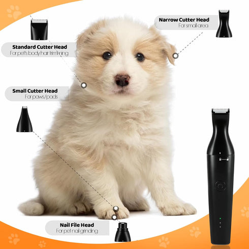 4 1 Trimmer Trimmer 2 in Dog Grooming Kit with USB-C Charging, Paw for Small Dogs, Cats, Pet Hair Clippers Dog Nail