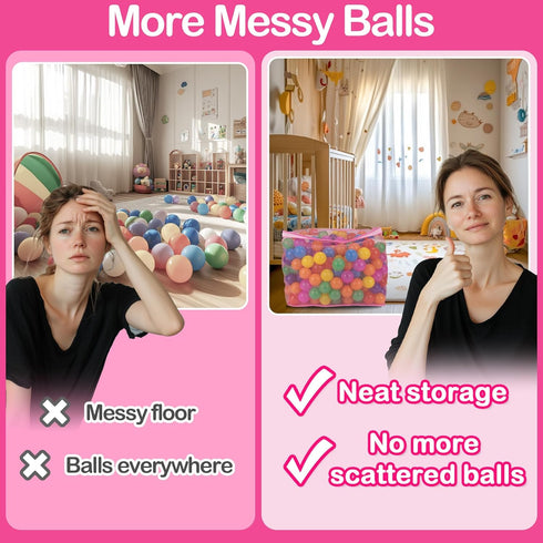 RAINFLOW 2 17.7 11.8 13.7 Inches, PCS Ball Pit Balls Bags - Storage Mesh Bag with Zipper Suitable for Storage,Sturdy