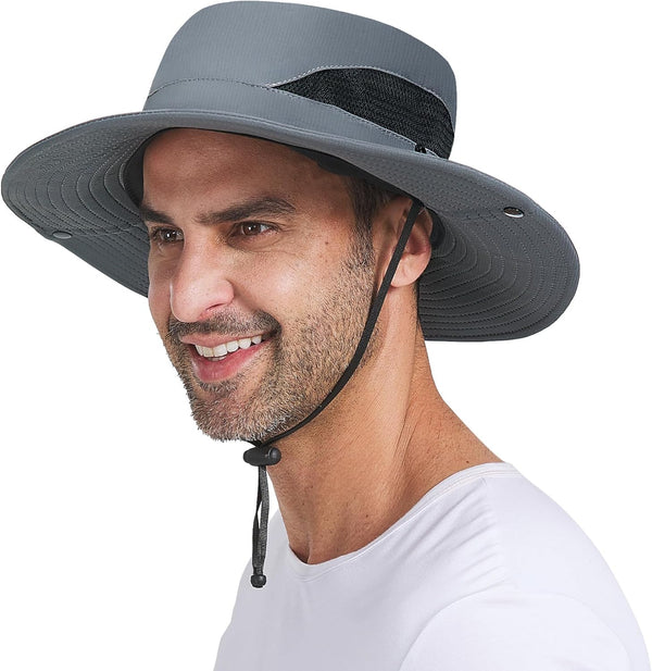 PFFY Sun Bucket Hat for Men Women, 3” Wide Brim, UPF 50+, Fishing & Beach Hats
