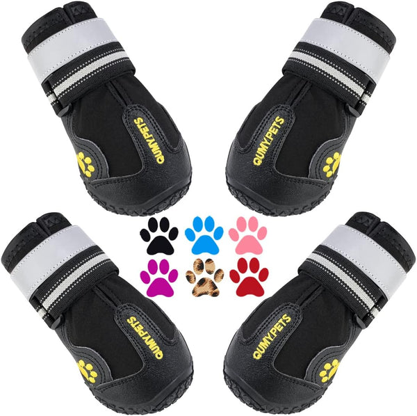 QUMY Dog Shoes for Large Dogs - Medium Dog Boots & Paw Protectors for Winter, Summer, and Rainy Weather