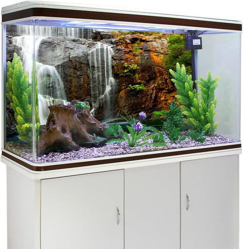 AWERT 30x18 inches Tropical Aquarium Background, Waterfall Terrarium Background, Mountain Lake Reptile Habitat