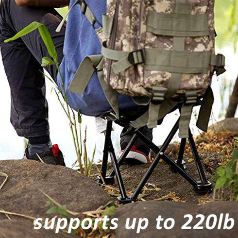 220 lbs, Mini Chair Folding Camping Stool Outdoor Portable Stools Lightweight with Carry Bag, Support Black
