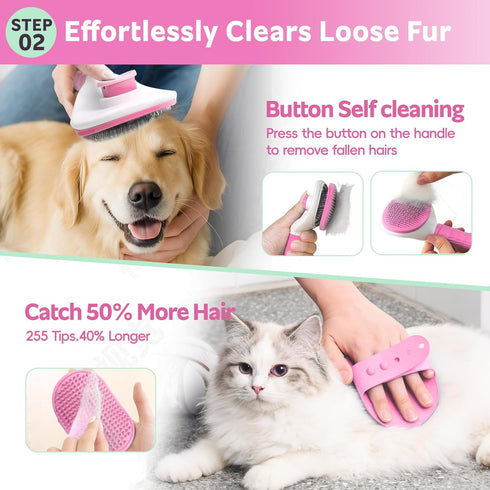 2TRUL 13pcs Dog Brush for Shedding Bath Grooming Kit with Pet Nail Clipper and File - Dog Bath Brush Cat Grooming