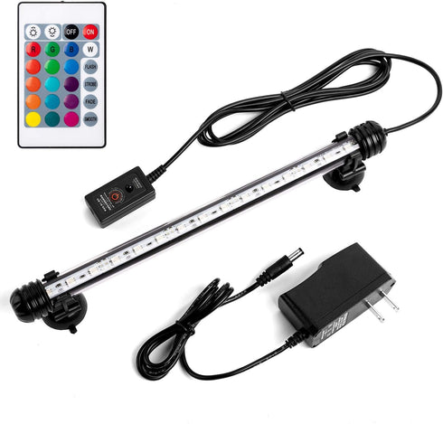 iKefe 11" Color Changing LED Fish Tank Light with Remote, Submersible Aquarium LED Fixture for Freshwater/Saltwater