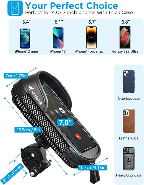 Whale Fall 360° Rotatable Bike Phone Holder, Waterproof Bike Phone Mount for Handlebar Bag, Accessories for Phones