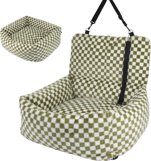 30 lbs(Grid Dog Car Seat for Small Dogs,Medium Dog Car Bed with Detachable Washable Cover,Pet Puppy Booster Cars Seats
