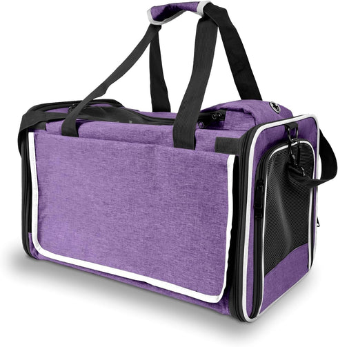 Ventilated Softside Pet Carrier for Yorkie Dog Travel, Tiny Dog Crate for Teacup Poodle, Purple