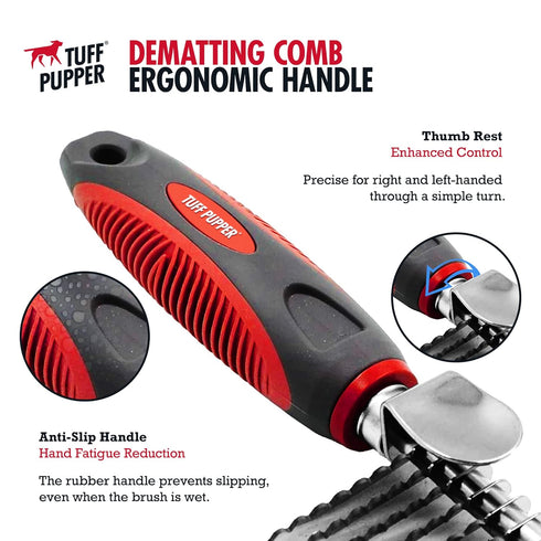 Detangling Comb for Dogs & Cats – Dematting Tool to Easily Remove Dead, Matted or Knotted Hair | Ergonomic, No-Slip