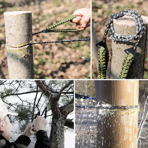 Pocket Chainsaw with Paracord Handle, 24inch 11teeth Rope Saw for Emergency Outdoor Survival Gear, Best for Camping