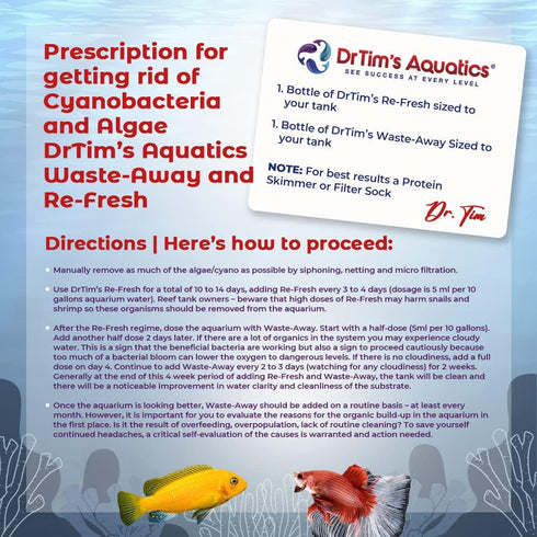 DrTim's Aquatics Freshwater Waste-Away, Natural Fish Tank & Aquarium Waste Management Solution, 4 oz. Treats 120 gal.