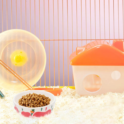 Dish Water Small Glider Sugar Gerbil Rat Pattern Pet Hamster Feeding Bowl, Cute Ceramic Animal Container