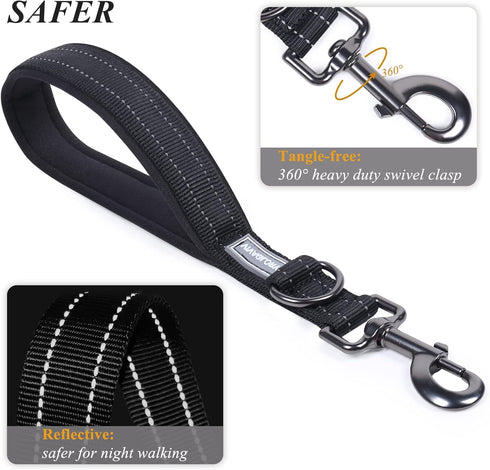 VIVAGLORY Short Dog Leash, 12INCH Traffic Leash for Medium & Large Dogs, Short Training Leash, Black