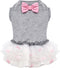 KYEESE Grey Dogs Dress with Pink Bowtie - Pet Puppy Clothes for Small Dogs Skirt