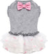 KYEESE Grey Dogs Dress with Pink Bowtie - Pet Puppy Clothes for Small Dogs Skirt