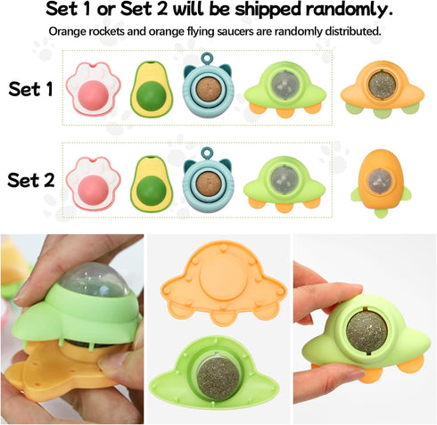 Goosheep 5 (3 Nips,2 2 Catnip Roller Ball Catnips Wall Ball Piece Worm Galls) with Replacement Cat nip Balls As Present