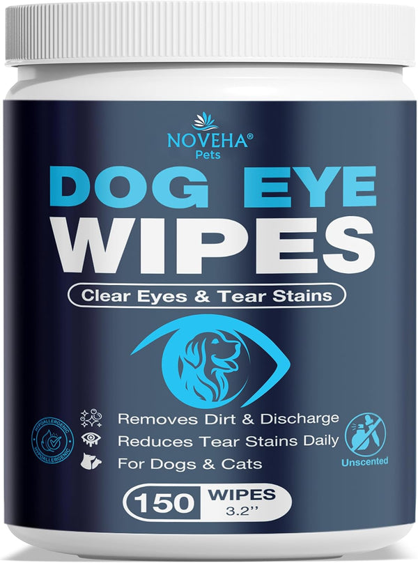 NOVEHA 150PCs Dog Eye Wipes Tear Stain Remover for Discharge and Crust