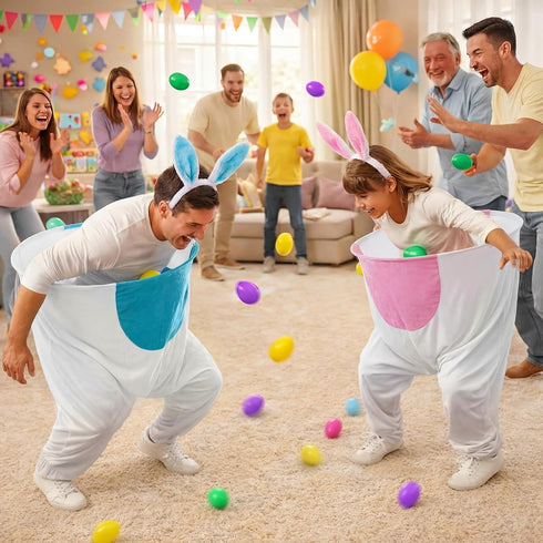 22 Set Pcs Granny Pant Yard Game Easter Game Giant Bunny Pant Easter Egg Ear Headband for Family Reunion Gathering Yard