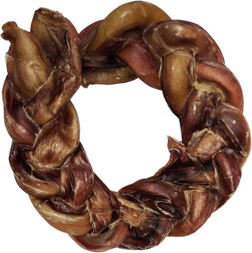 hotspot pets Braided Bully Stick Rings for Dogs - Premium All Natural Long Twisted Beef Pizzle Chew Treats