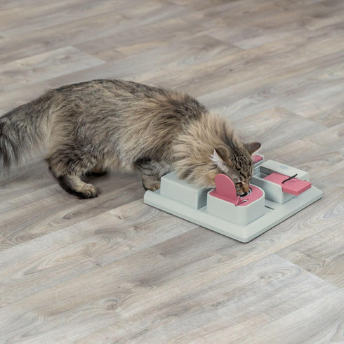 4 12.2 12.2 2.5 TRIXIE Cat Activity Poker Box Strategy Game Interactive Puzzle Toy with Modules Treat Puzzle Feeder