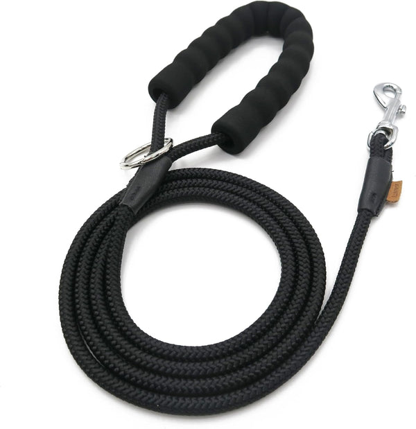 Braided Rope Dog Leash, 6FT Traction Walking Training Lead for Small/Medium Dogs, 1/3" Black
