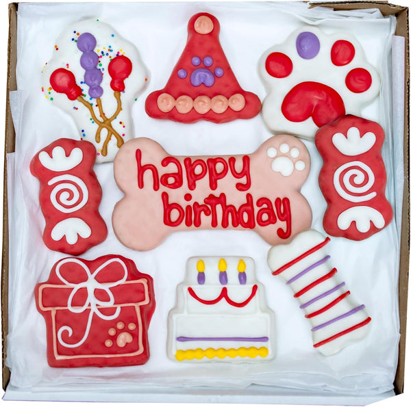 Wufers Dog Birthday Cookie Box - Dog Treats, Cookies, Gifts, Human Grade Ingredients, 9 Cookies, Birthday Girl