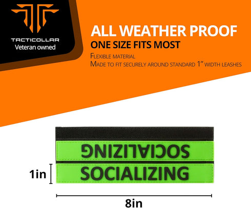 Do Not Pet, Adopt Me, Training, and Service Dog Leash Sleeves, Double Sided, Highly Visible, Communicate Your Dogs Needs to Prevent Accidents (Socializing)