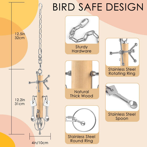 KATUMO Parrot Pull Spoons & Spinning Toys for Birds