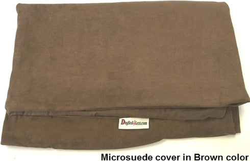 Dogbed4less Jumbo Extra Large Brown Microsuede External Cover, Waterproof Internal Case for Pet Dog Bed 55"X47"