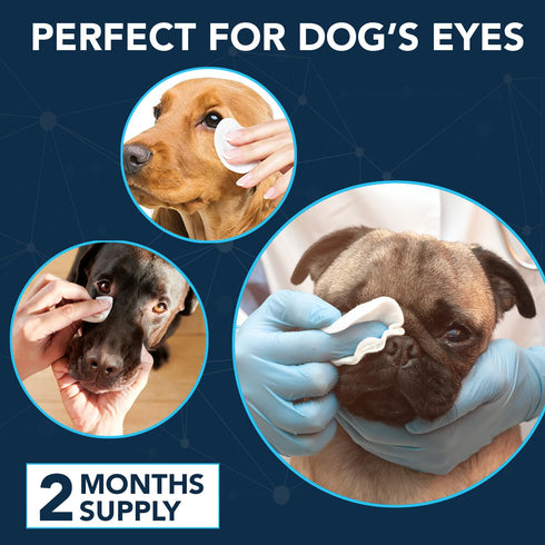 NOVEHA 100 Dog Eye Wipes, Plant-Based Eye Wipes for Dogs to Remove Eye Debris, Tear Stains & Discharge (100 Count)