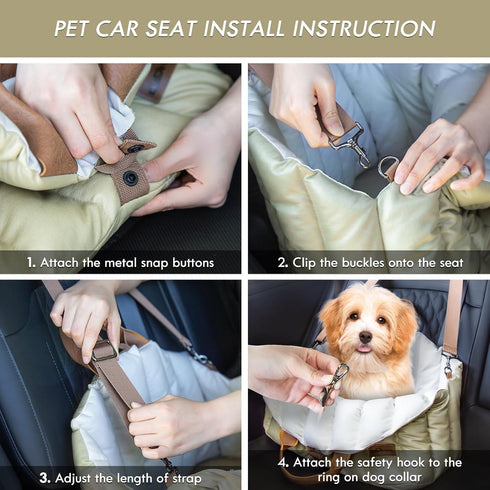 10lbs, ClevaHome Small Dog Car Seat & Travel Carrier & Pet Bed, Non-Slip Booster Seat for Dogs up to Fashionable Pet