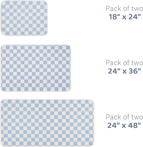 2 Pack Blue Checkered Washable Pee Pads for Dogs, Checkered Reusable Dog Pee Pads, for Puppy Playpen, Crate, Whelping