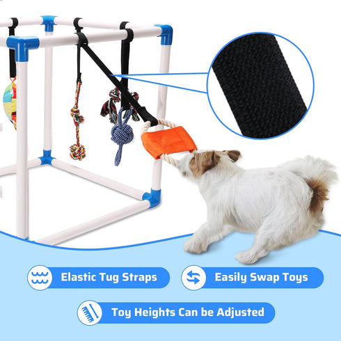 8 0-6 Puppy Play Gym with Hanging Interactive Toys, Indoor Jungle Gym for Small Dogs & Puppies Months, Adjustable PVC