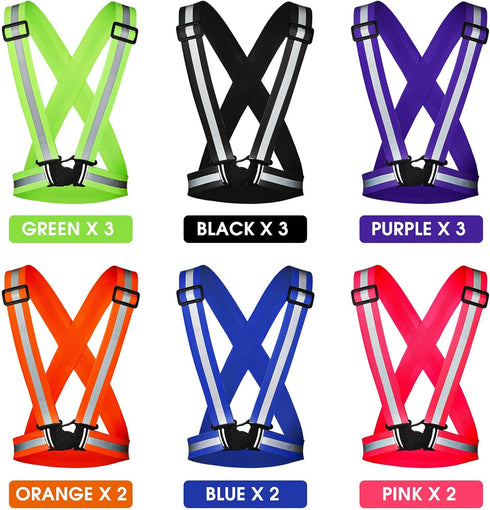 Macarrie 15 Pcs High Visible Reflective Running Vest - Adjustable Safety Vest for Night Running and Walking