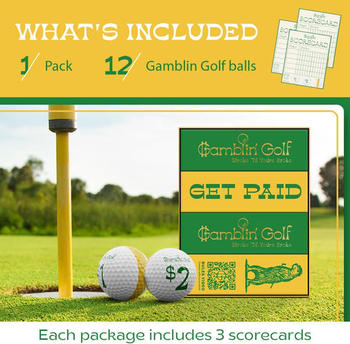 Gamblin' Golf - Roll and Play Gambling Golf Game - Pack of 12 Tournament Performance Golf Balls